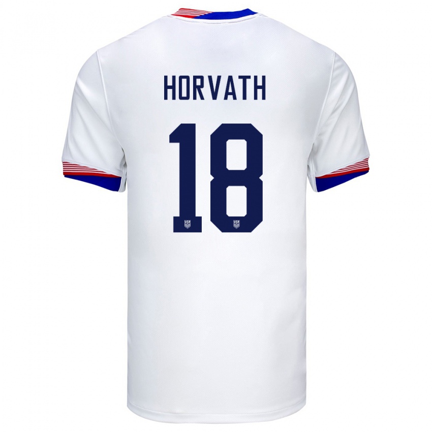 Hombre Camiseta Estados Unidos Ethan Horvath #18 Blanco 1ª Equipación 24-26 La Camisa Chile