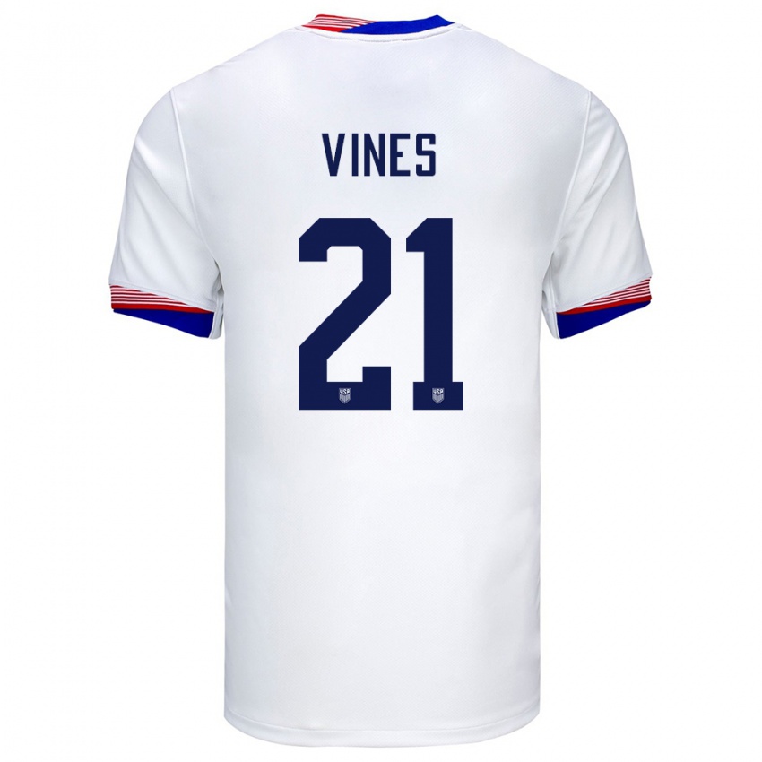 Hombre Camiseta Estados Unidos Sam Vines #21 Blanco 1ª Equipación 24-26 La Camisa Chile