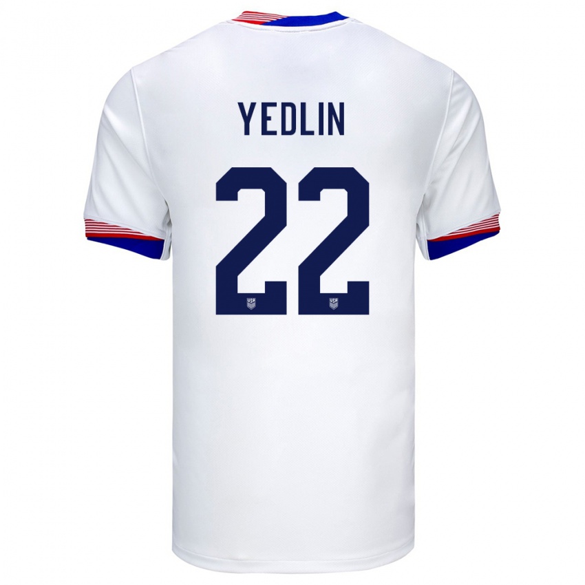 Hombre Camiseta Estados Unidos Deandre Yedlin #22 Blanco 1ª Equipación 24-26 La Camisa Chile