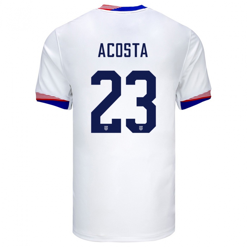 Hombre Camiseta Estados Unidos Kellyn Acosta #23 Blanco 1ª Equipación 24-26 La Camisa Chile