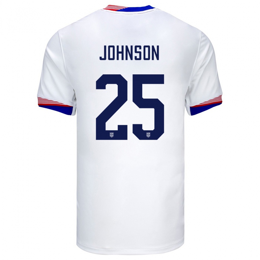 Hombre Camiseta Estados Unidos Sean Johnson #25 Blanco 1ª Equipación 24-26 La Camisa Chile