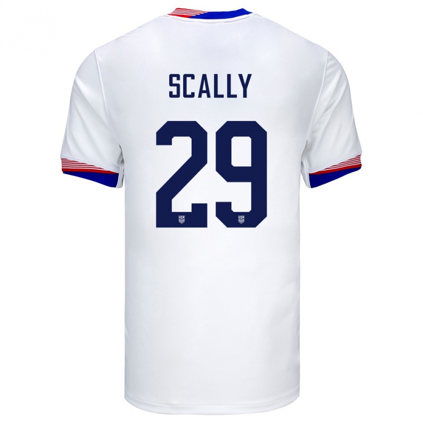 Hombre Camiseta Estados Unidos Joseph Scally #29 Blanco 1ª Equipación 24-26 La Camisa Chile