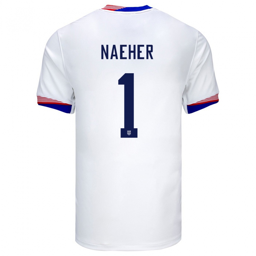 Hombre Camiseta Estados Unidos Alyssa Naeher #1 Blanco 1ª Equipación 24-26 La Camisa Chile