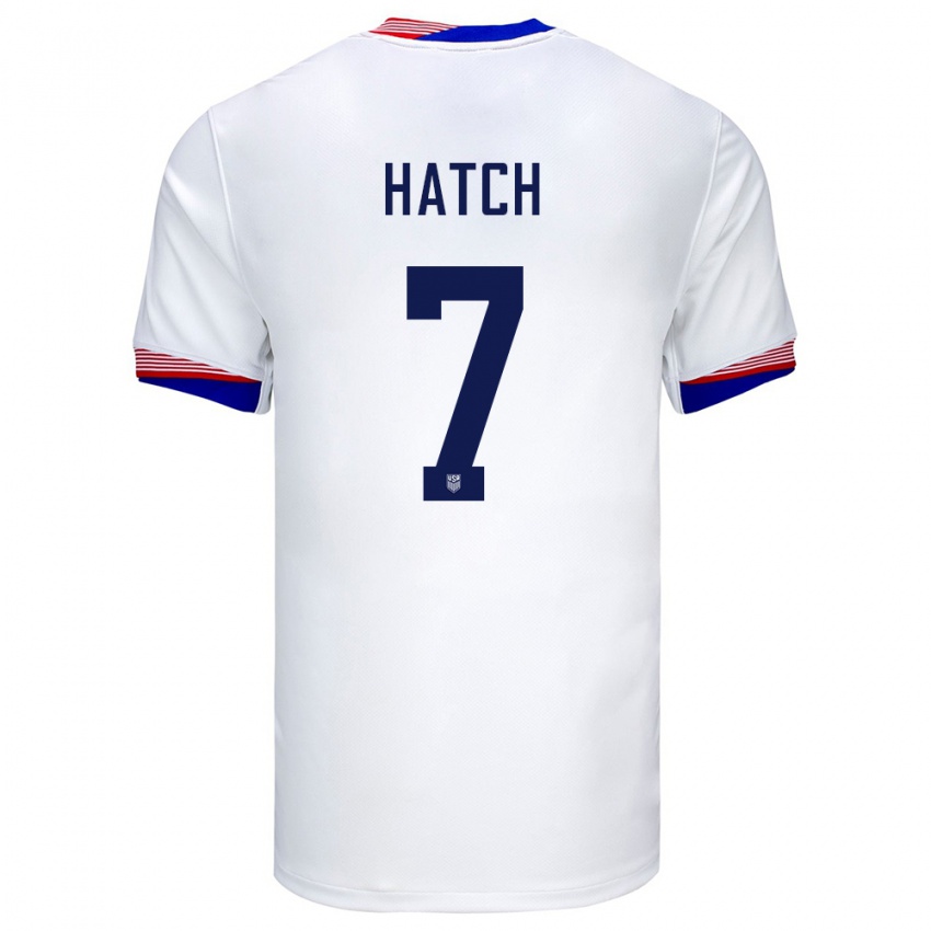 Hombre Camiseta Estados Unidos Ashley Hatch #7 Blanco 1ª Equipación 24-26 La Camisa Chile