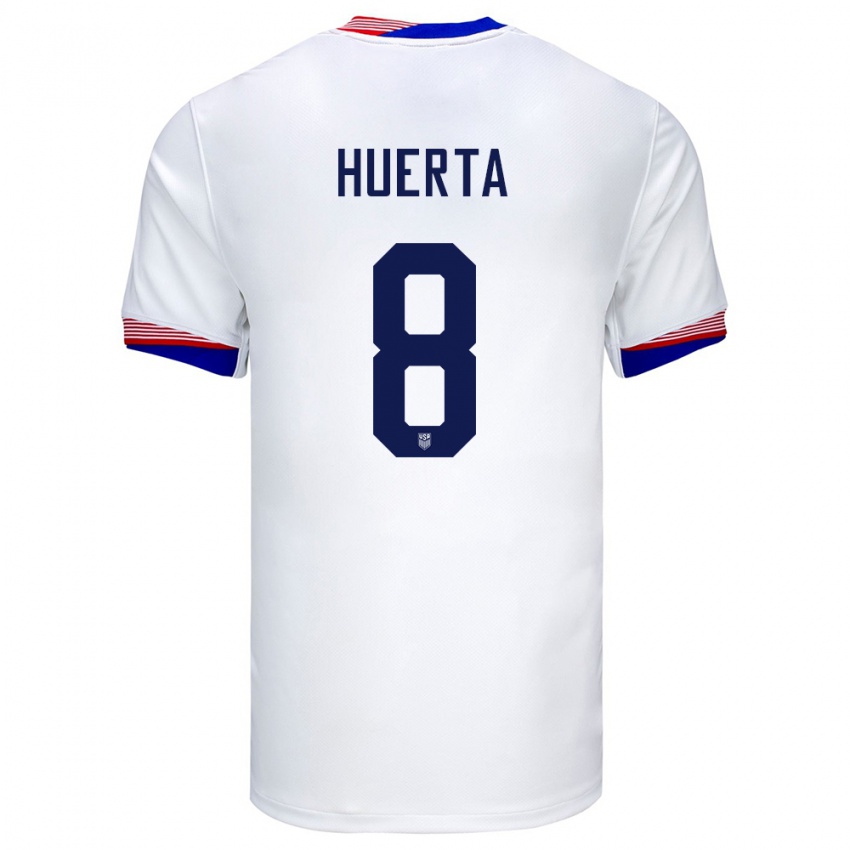 Hombre Camiseta Estados Unidos Sofia Huerta #8 Blanco 1ª Equipación 24-26 La Camisa Chile