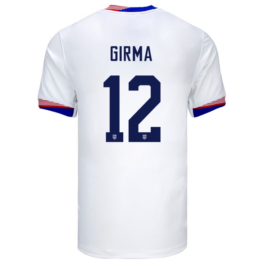 Hombre Camiseta Estados Unidos Naomi Girma #12 Blanco 1ª Equipación 24-26 La Camisa Chile