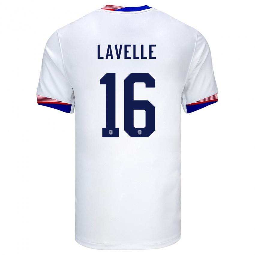 Hombre Camiseta Estados Unidos Rose Lavelle #16 Blanco 1ª Equipación 24-26 La Camisa Chile