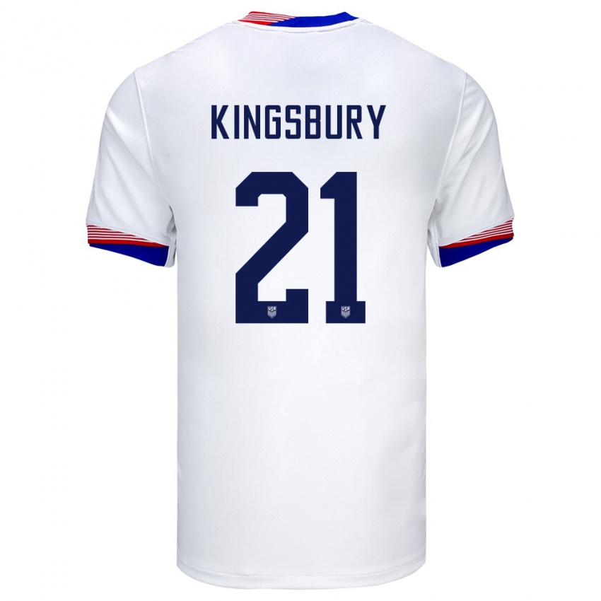 Hombre Camiseta Estados Unidos Aubrey Kingsbury #21 Blanco 1ª Equipación 24-26 La Camisa Chile