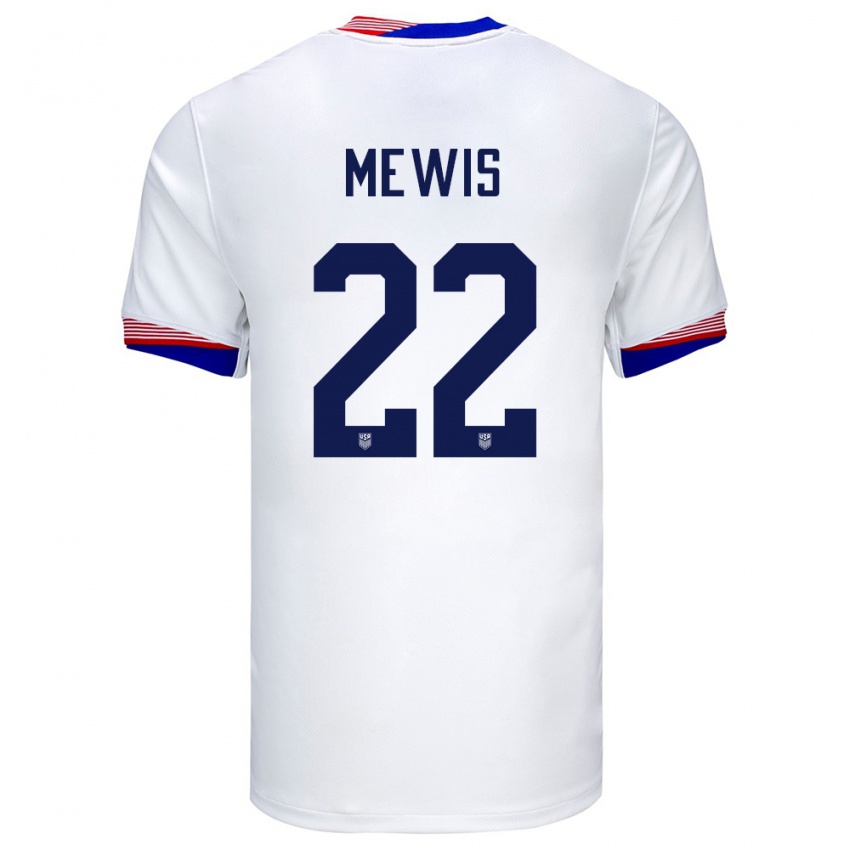 Hombre Camiseta Estados Unidos Kristie Mewis #22 Blanco 1ª Equipación 24-26 La Camisa Chile