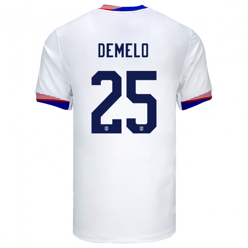 Hombre Camiseta Estados Unidos Savannah Demelo #25 Blanco 1ª Equipación 24-26 La Camisa Chile