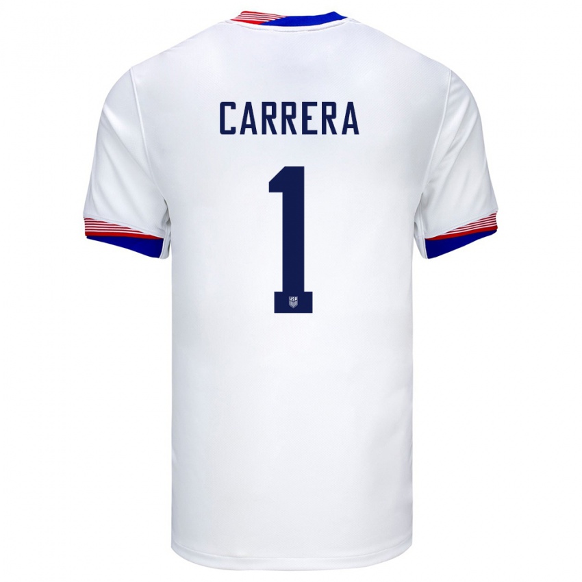 Hombre Camiseta Estados Unidos Antonio Carrera #1 Blanco 1ª Equipación 24-26 La Camisa Chile