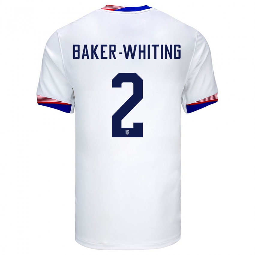 Hombre Camiseta Estados Unidos Reed Baker Whiting #2 Blanco 1ª Equipación 24-26 La Camisa Chile