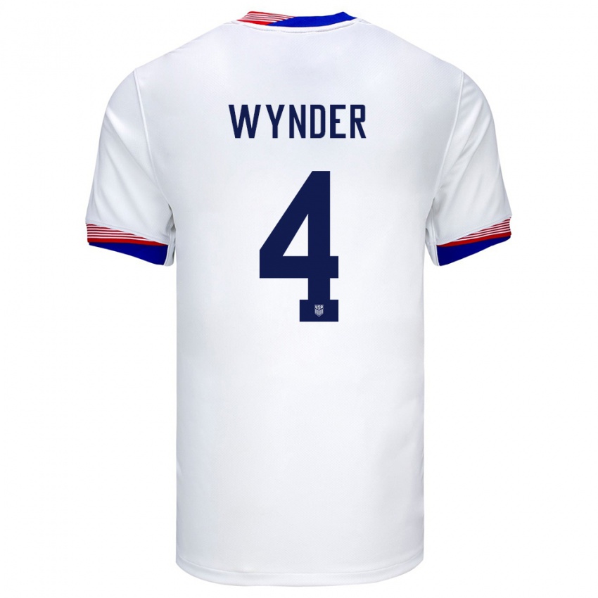 Hombre Camiseta Estados Unidos Joshua Wynder #4 Blanco 1ª Equipación 24-26 La Camisa Chile