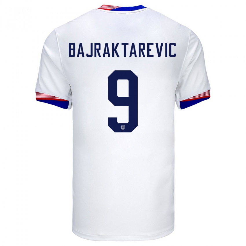 Hombre Camiseta Estados Unidos Esmir Bajraktarevic #9 Blanco 1ª Equipación 24-26 La Camisa Chile