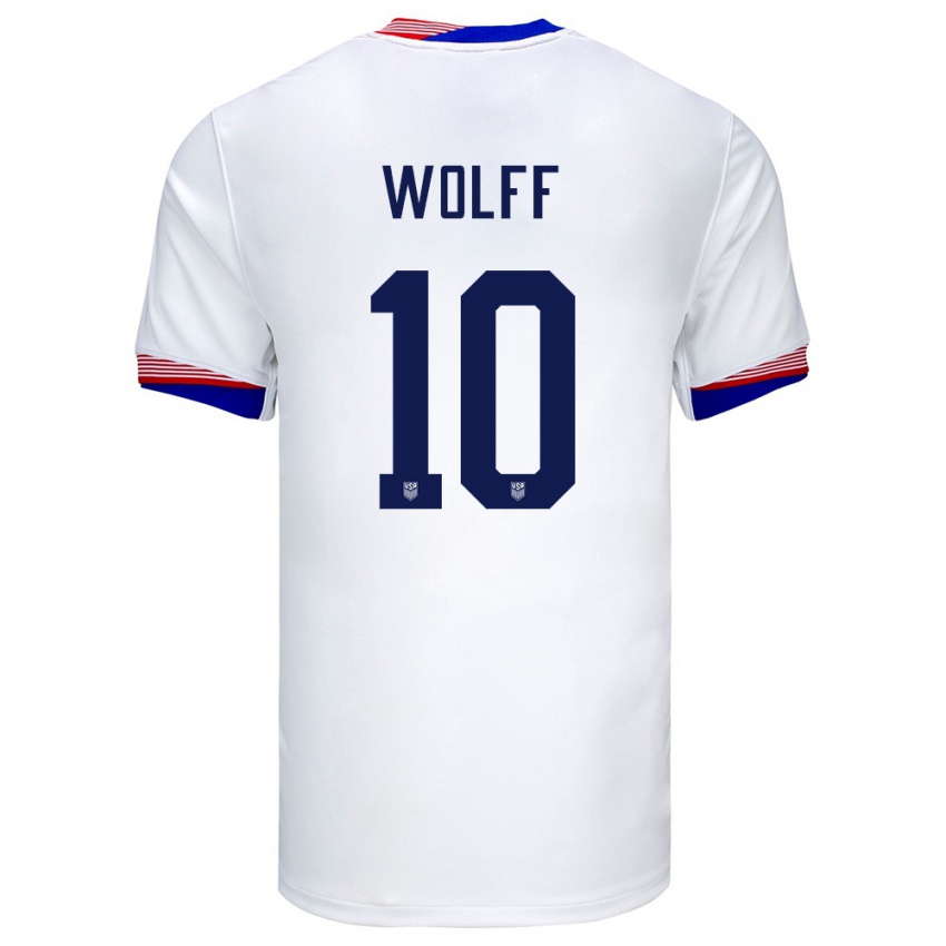 Hombre Camiseta Estados Unidos Owen Wolff #10 Blanco 1ª Equipación 24-26 La Camisa Chile