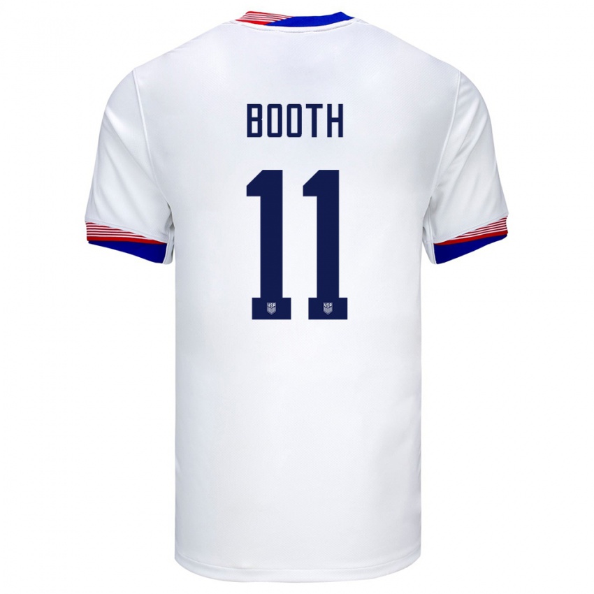 Hombre Camiseta Estados Unidos Zach Booth #11 Blanco 1ª Equipación 24-26 La Camisa Chile