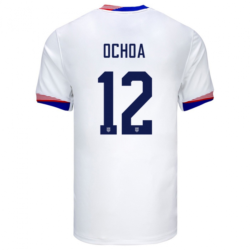 Hombre Camiseta Estados Unidos Emmanuel Ochoa #12 Blanco 1ª Equipación 24-26 La Camisa Chile