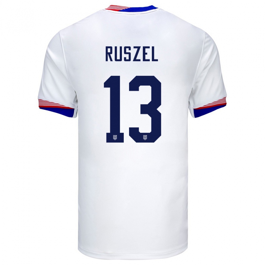 Hombre Camiseta Estados Unidos Marcel Ruszel #13 Blanco 1ª Equipación 24-26 La Camisa Chile