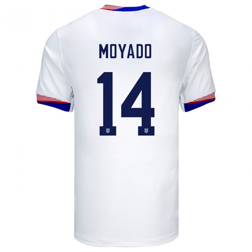 Hombre Camiseta Estados Unidos Bryan Moyado #14 Blanco 1ª Equipación 24-26 La Camisa Chile