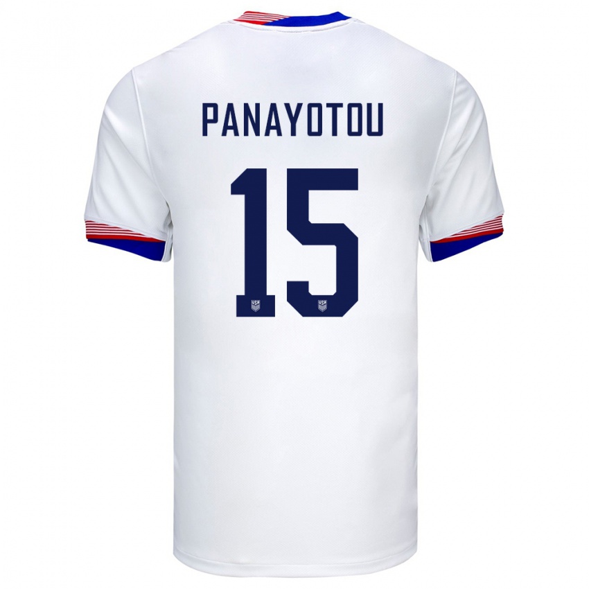 Hombre Camiseta Estados Unidos Jack Panayotou #15 Blanco 1ª Equipación 24-26 La Camisa Chile