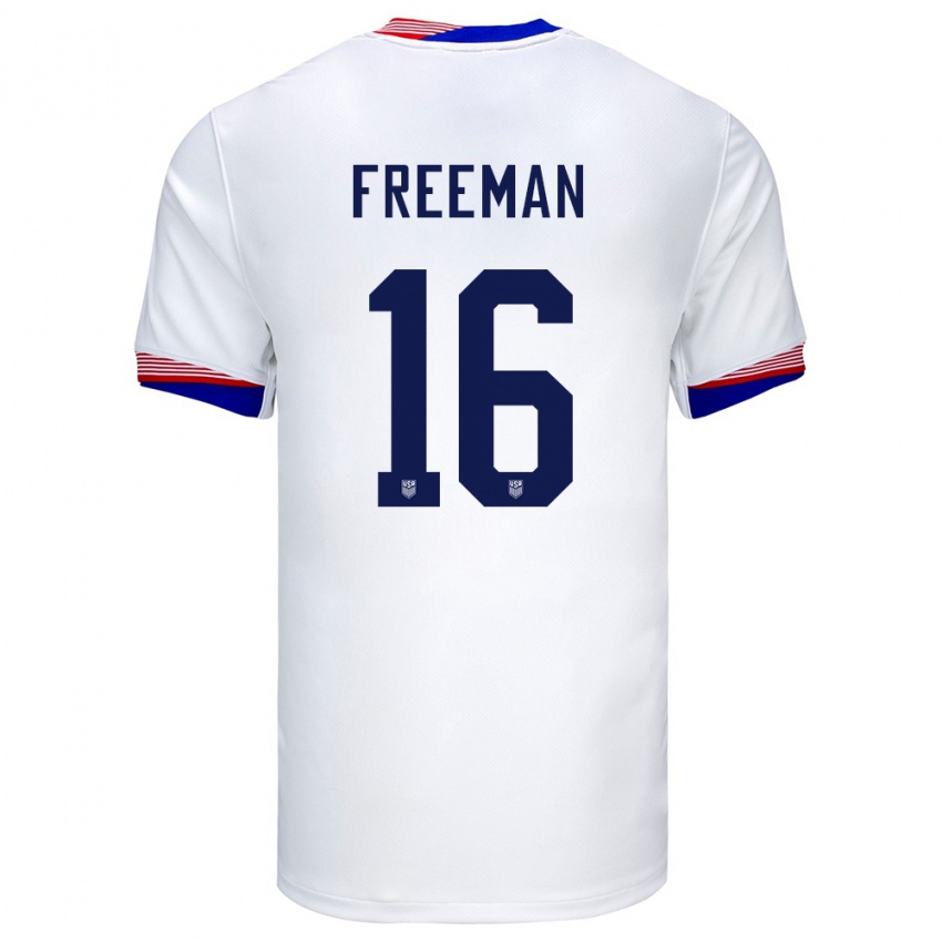 Hombre Camiseta Estados Unidos Alex Freeman #16 Blanco 1ª Equipación 24-26 La Camisa Chile