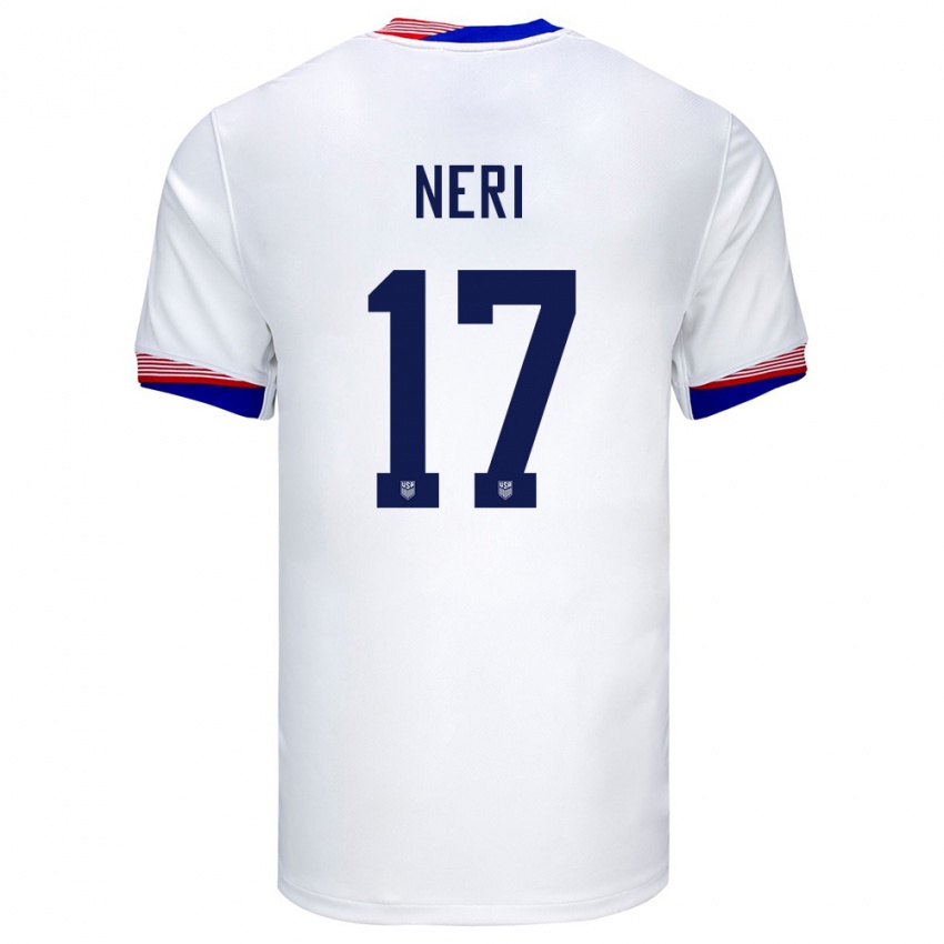 Hombre Camiseta Estados Unidos Rodrigo Neri #17 Blanco 1ª Equipación 24-26 La Camisa Chile