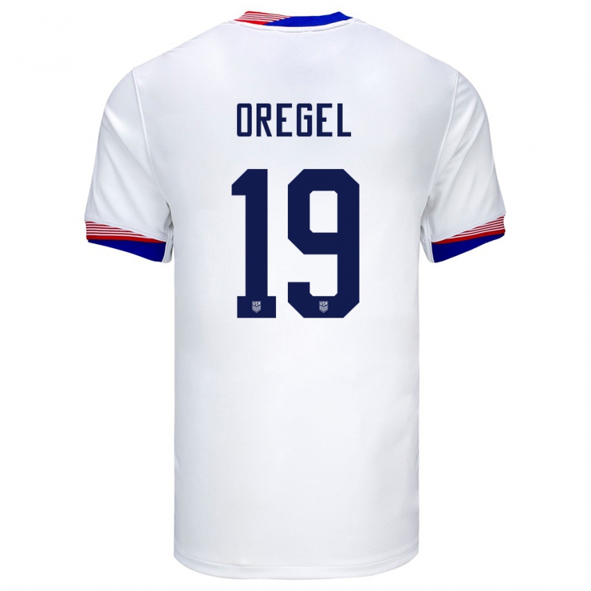 Hombre Camiseta Estados Unidos Sergio Oregel #19 Blanco 1ª Equipación 24-26 La Camisa Chile