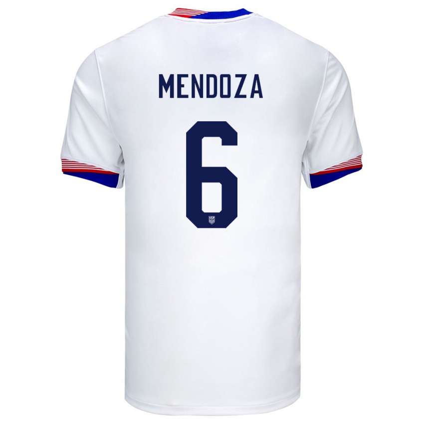 Hombre Camiseta Estados Unidos Edwyn Mendoza #6 Blanco 1ª Equipación 24-26 La Camisa Chile