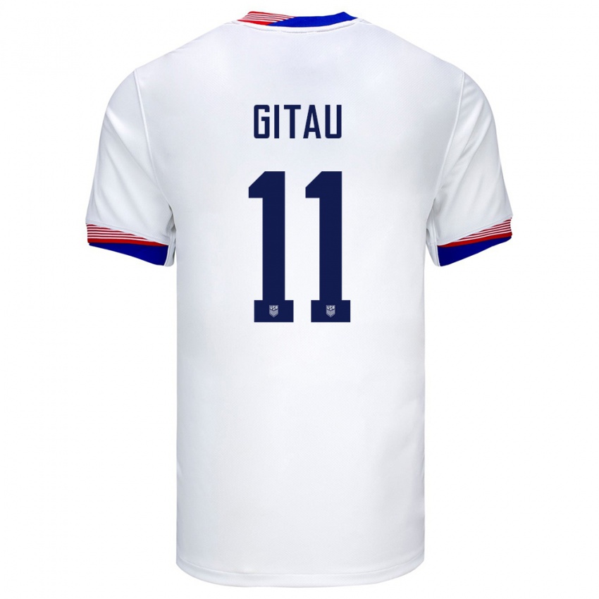 Hombre Camiseta Estados Unidos Andre Gitau #11 Blanco 1ª Equipación 24-26 La Camisa Chile