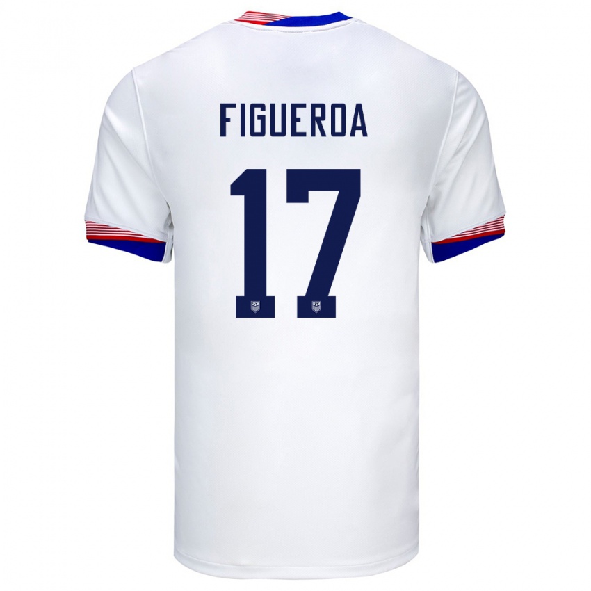 Hombre Camiseta Estados Unidos Keyrol Figueroa #17 Blanco 1ª Equipación 24-26 La Camisa Chile