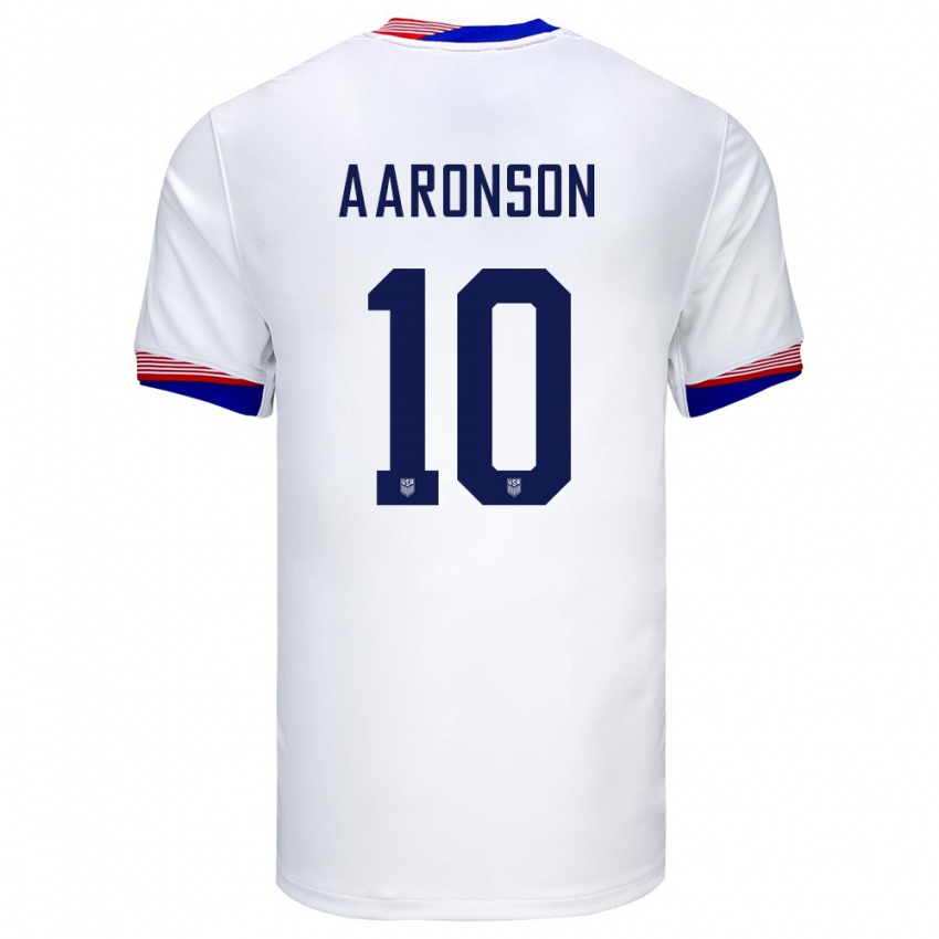 Hombre Camiseta Estados Unidos Paxten Aaronson #10 Blanco 1ª Equipación 24-26 La Camisa Chile