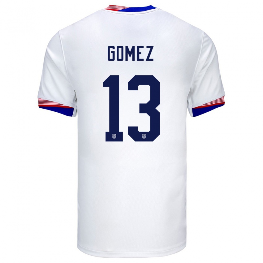 Hombre Camiseta Estados Unidos Jonathan Gomez #13 Blanco 1ª Equipación 24-26 La Camisa Chile