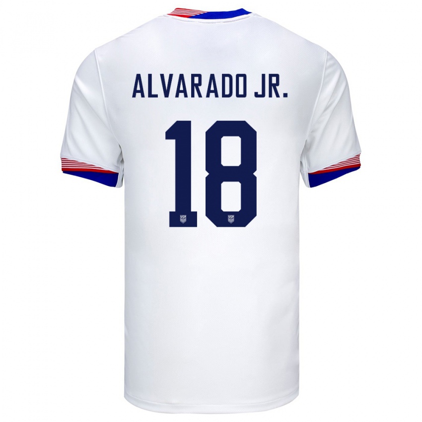 Hombre Camiseta Estados Unidos Alejandro Alvarado Jr #18 Blanco 1ª Equipación 24-26 La Camisa Chile