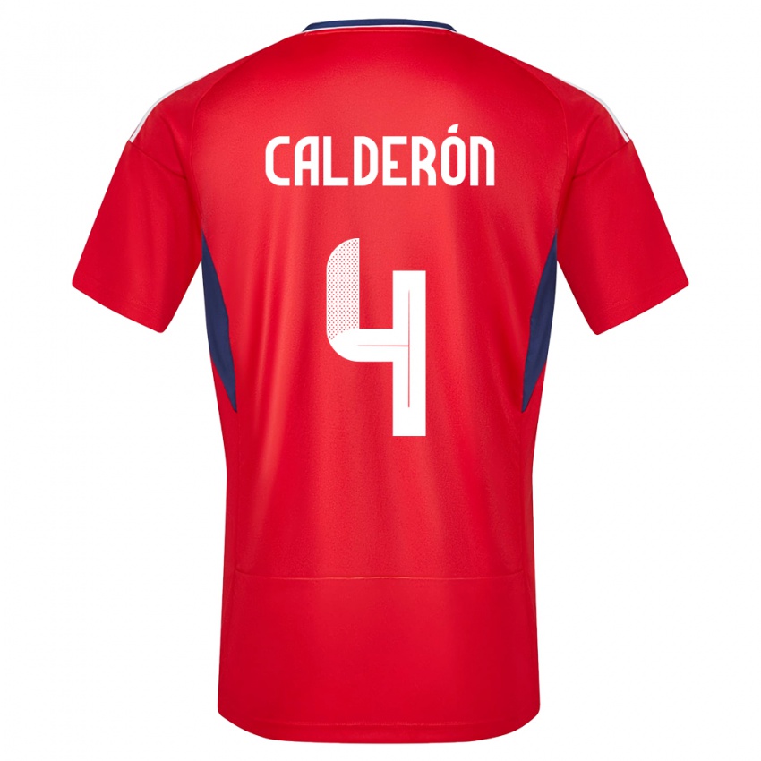 Hombre Camiseta Costa Rica Brandon Calderon #4 Rojo 1ª Equipación 24-26 La Camisa Chile