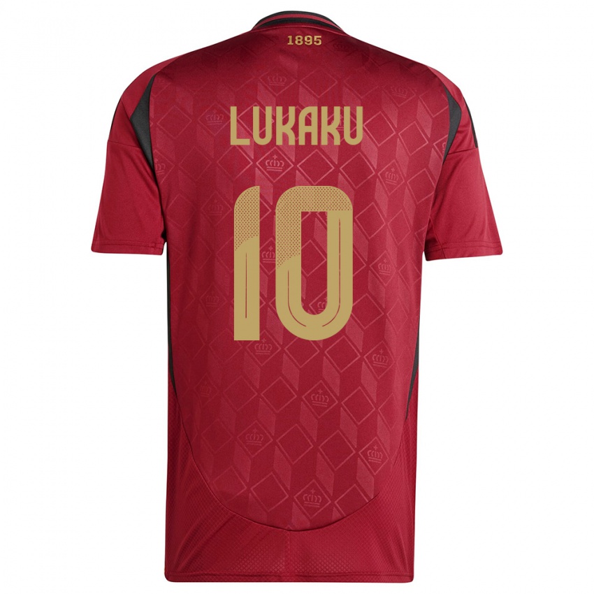 Hombre Camiseta Bélgica Romelu Lukaku #10 Borgoña 1ª Equipación 24-26 La Camisa Chile