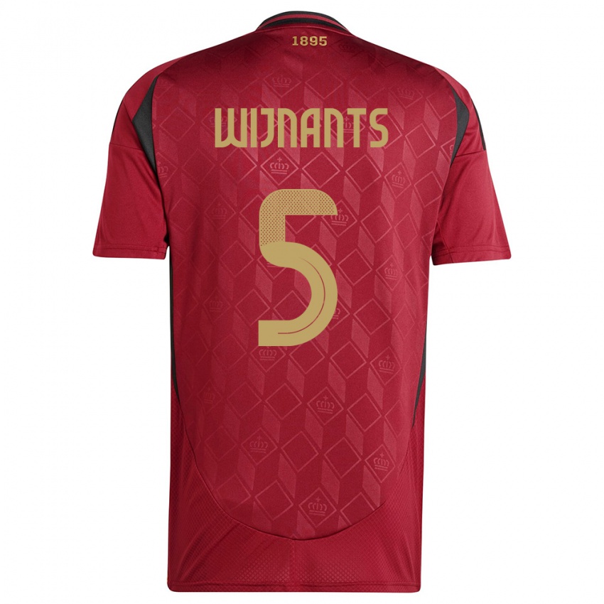 Hombre Camiseta Bélgica Sarah Wijnants #5 Borgoña 1ª Equipación 24-26 La Camisa Chile