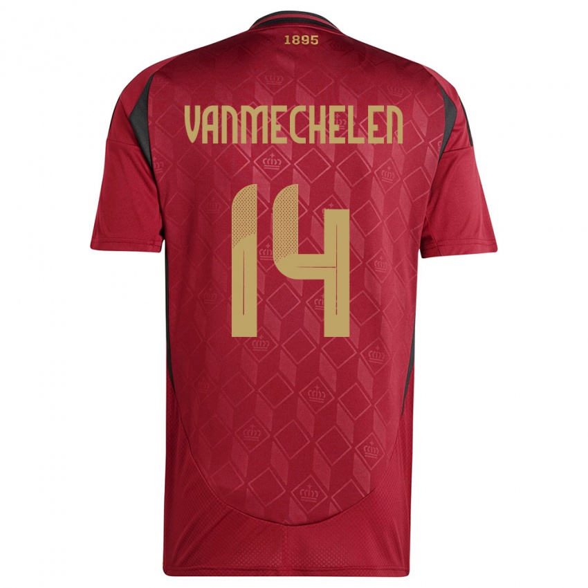 Hombre Camiseta Bélgica Davinia Vanmechelen #14 Borgoña 1ª Equipación 24-26 La Camisa Chile