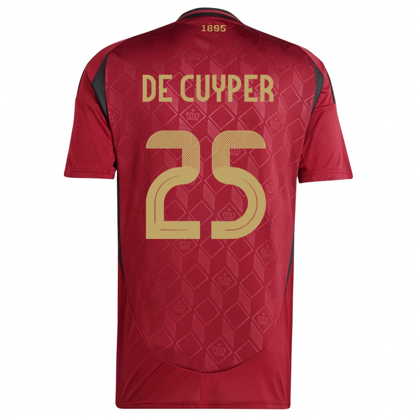 Hombre Camiseta Bélgica Maxim De Cuyper #25 Borgoña 1ª Equipación 24-26 La Camisa Chile