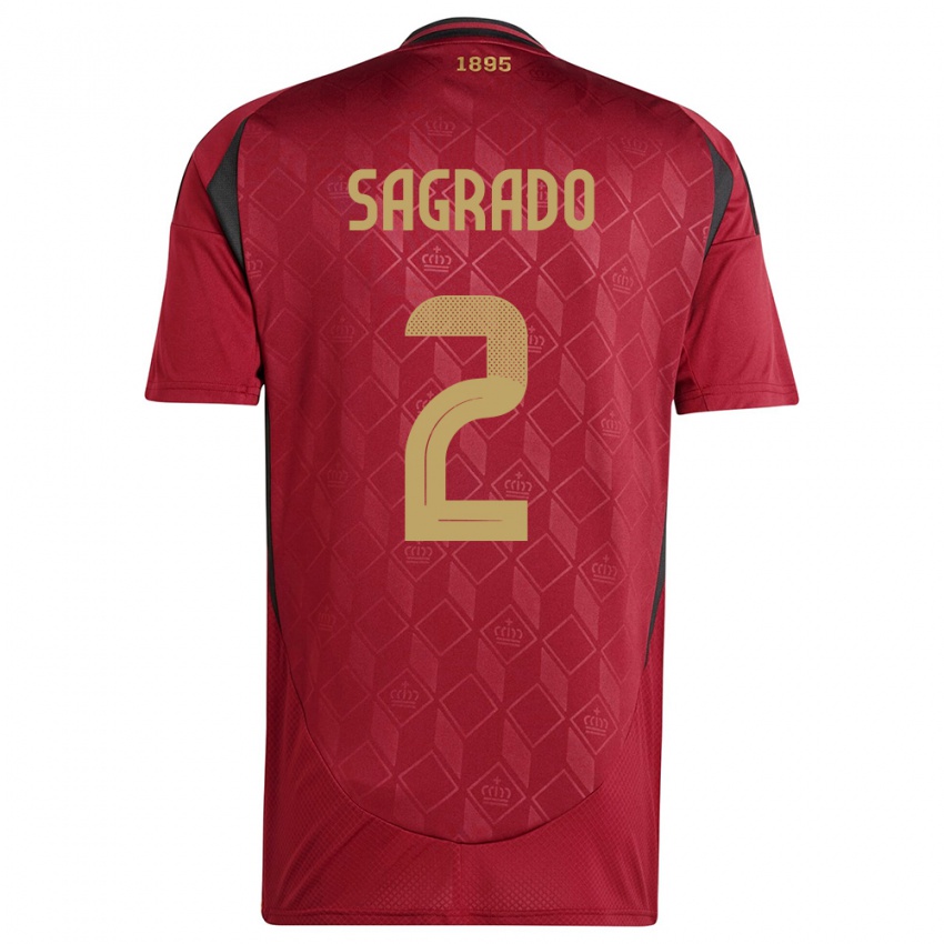 Hombre Camiseta Bélgica Richie Sagrado #2 Borgoña 1ª Equipación 24-26 La Camisa Chile
