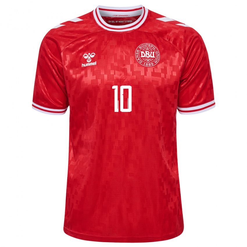 Hombre Camiseta Dinamarca Christian Eriksen #10 Rojo 1ª Equipación 24-26 La Camisa Chile