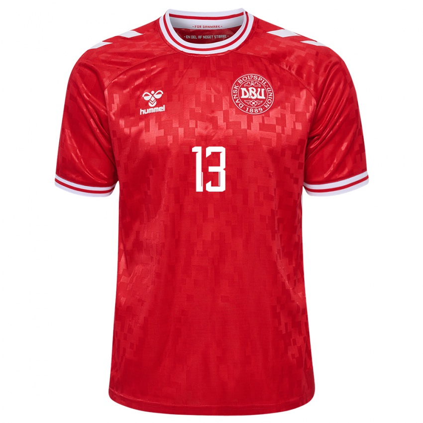 Hombre Camiseta Dinamarca Sofie Junge #13 Rojo 1ª Equipación 24-26 La Camisa Chile