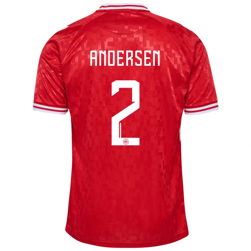 Hombre Camiseta Dinamarca Joachim Andersen #2 Rojo 1ª Equipación 24-26 La Camisa Chile