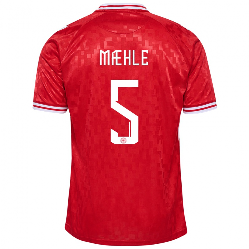 Hombre Camiseta Dinamarca Joakim Maehle #5 Rojo 1ª Equipación 24-26 La Camisa Chile