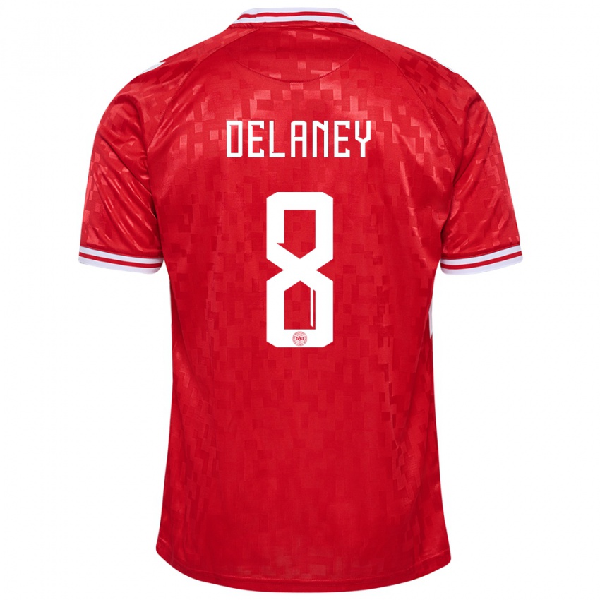 Hombre Camiseta Dinamarca Thomas Delaney #8 Rojo 1ª Equipación 24-26 La Camisa Chile