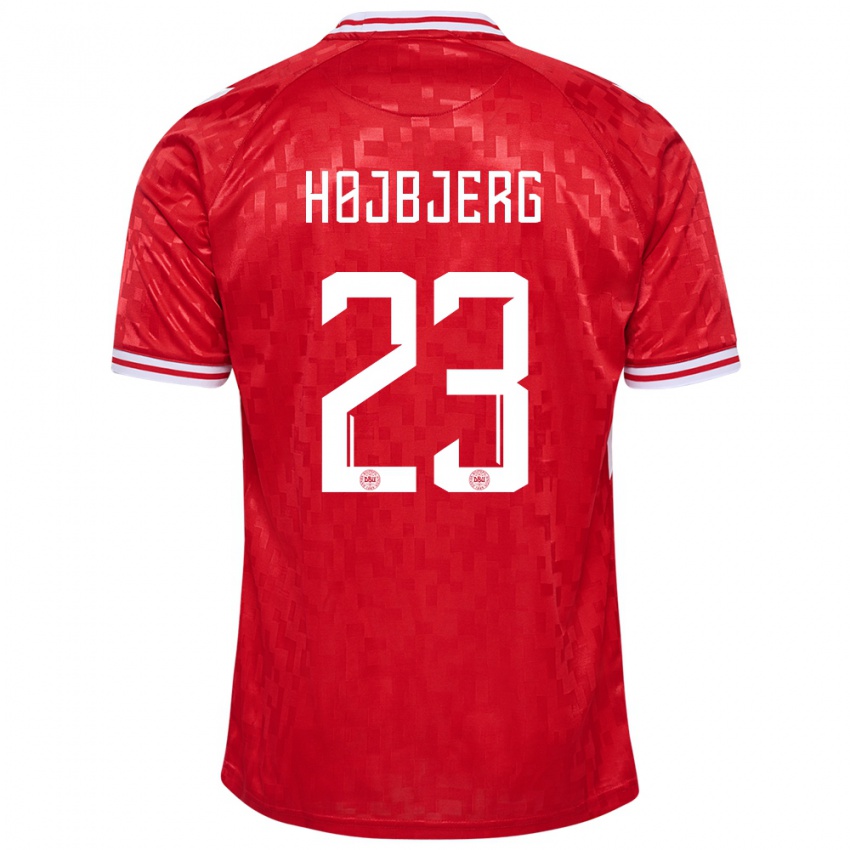 Hombre Camiseta Dinamarca Pierre Emile Hojbjerg #23 Rojo 1ª Equipación 24-26 La Camisa Chile