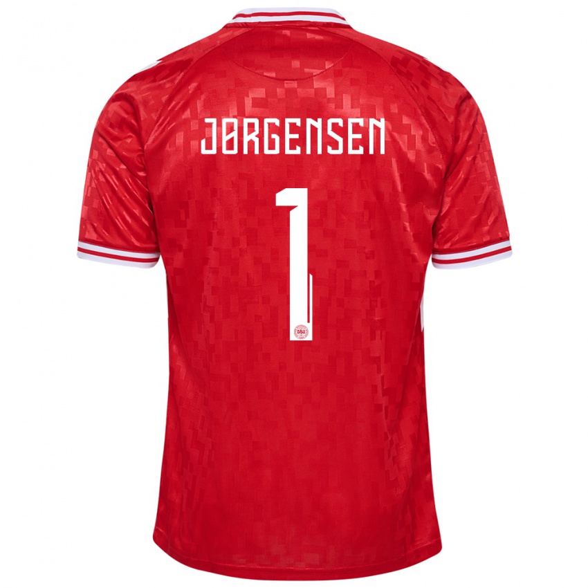 Hombre Camiseta Dinamarca Filip Jørgensen #1 Rojo 1ª Equipación 24-26 La Camisa Chile