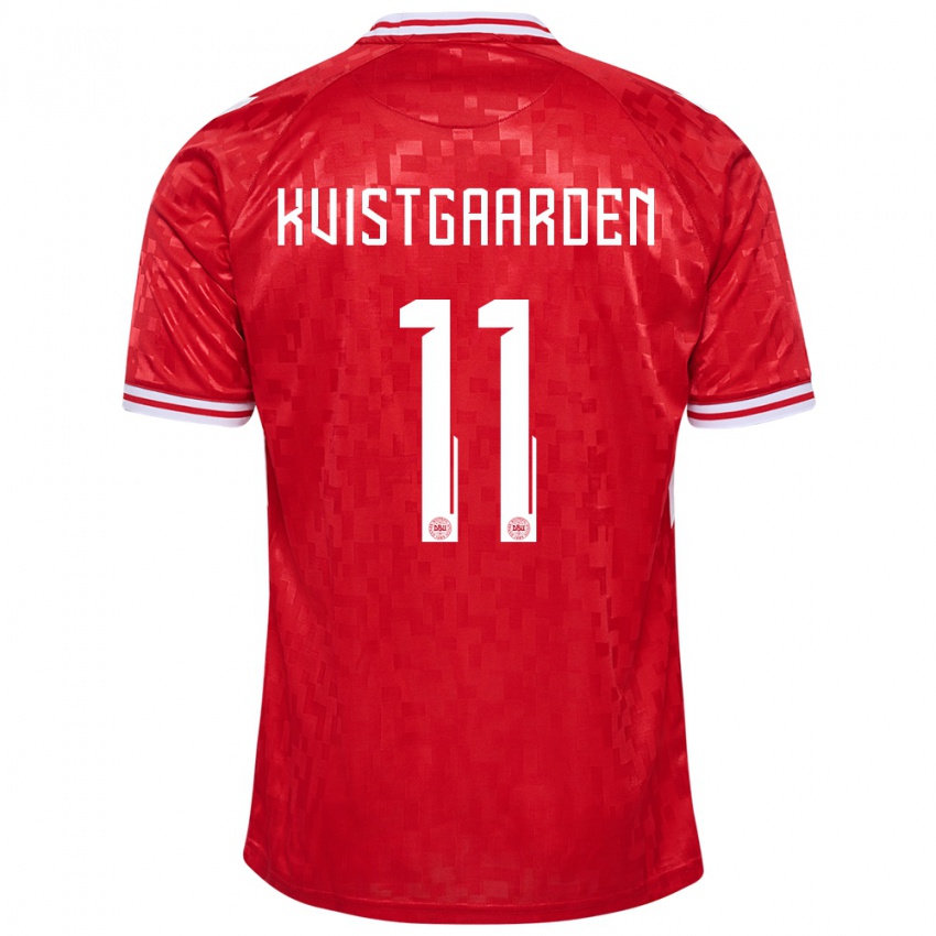 Hombre Camiseta Dinamarca Mathias Kvistgaarden #11 Rojo 1ª Equipación 24-26 La Camisa Chile