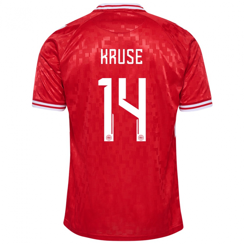 Hombre Camiseta Dinamarca David Kruse #14 Rojo 1ª Equipación 24-26 La Camisa Chile