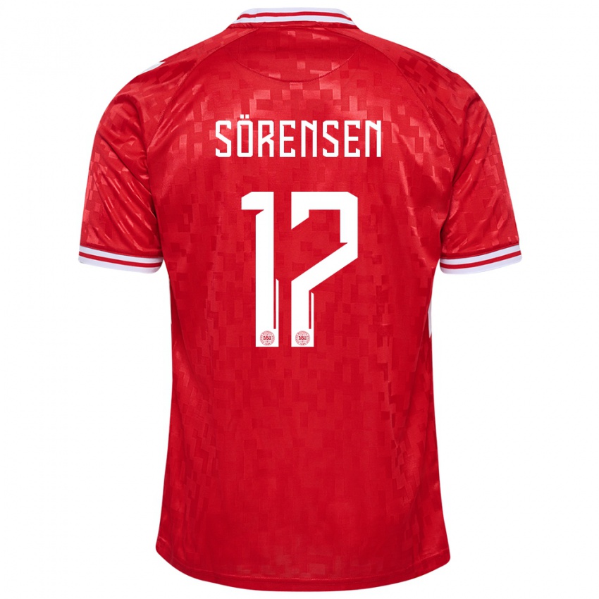 Hombre Camiseta Dinamarca Oliver Sörensen #17 Rojo 1ª Equipación 24-26 La Camisa Chile