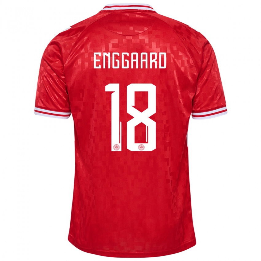 Hombre Camiseta Dinamarca Mads Enggaard #18 Rojo 1ª Equipación 24-26 La Camisa Chile